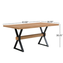 Load image into Gallery viewer, Farmhouse Style X Shaped Legs Dining Table With Metal - Natural