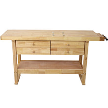 Load image into Gallery viewer, Workbench With 4 Drawers Wooden Workbench For Garage Workshop And Home - Natural
