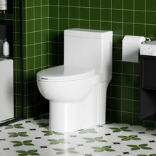 Load image into Gallery viewer, Gloss Tornado Flush 1 Piece Elongated Toilet With Siphonic Side Press, ADA Comfort Chair Height - Gloss White