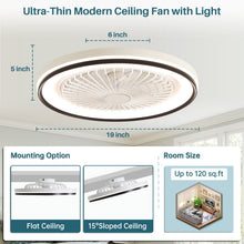 Load image into Gallery viewer, RGB Dimmable LED Bladeless Ceiling Fan With Remote Control, Flush Mount - White
