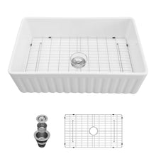 Load image into Gallery viewer, Ceramic Farmhouse Sink With Deep Basin And Stainless Steel Grid