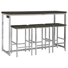 Load image into Gallery viewer, 4 Piece Counter Table Set With Built In Power Outlet - Brown