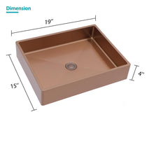 Load image into Gallery viewer, 19" X 15" Stainless Steel Bathroom Sink With Pop Up Drain, Nano Surface - Rose Gold