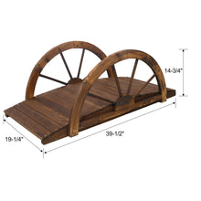 Load image into Gallery viewer, Wooden Garden Bridge Arc Footbridge With Half Wheel Railings Solid Fi - Brown