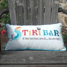Load image into Gallery viewer, Rightside Design - Tiki Bar Embroidered Indoor/Outdoor Lumbar Pillow