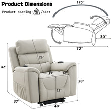 Load image into Gallery viewer, Marsha - Silicone Synthetic Leather Power Motion Recliner With Lift Heating Massage Chair - Light Gray