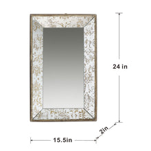 Load image into Gallery viewer, Antique Rectangle Mirror With Floral Accents, Mirrored Display Tray, Hanging Wall Mirror