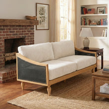Load image into Gallery viewer, 3 Seater Sofa With Rattan Armrests