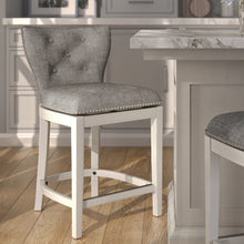 Load image into Gallery viewer, Upholstered Swivel Stool With Back