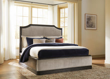 Load image into Gallery viewer, Wickenger - King Upholstered Panel Bed - Dark Brown