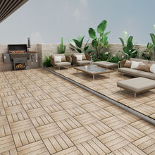 Load image into Gallery viewer, Patio Deck Tiles, Interlocking Diy Flooring For Indoor / Outdoor Use (Set of 22) - Teak