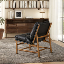 Load image into Gallery viewer, Oxford Leather Mid-Century Modern Accent Chair - Noir Black