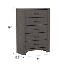 Load image into Gallery viewer, 5 Drawer Dresser - Gray / Brown