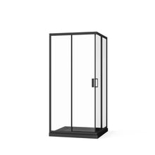Load image into Gallery viewer, Corner Shower Enclosure, Double Sliding Door With Shower Base - Matte Black