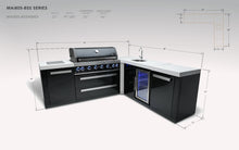 Load image into Gallery viewer, MONT ALPI 805 BLACK STAINLESS STEEL ISLAND WITH A 90-DEGREE CORNER AND BEVERAGE CENTER-MAi805-BSS90BEV