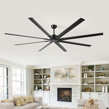 Load image into Gallery viewer, Industrial DC Motor Ceiling Fan, Large Ceiling Fan With 8 Reversible Blades, 5 Speed Remote Control, Home Or Commercial Ceiling Fans For Porch / Garage / Shop - Black