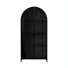 Load image into Gallery viewer, Arched Metal Cabinet with Glass Doors - Black