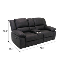 Load image into Gallery viewer, Reclining Console Loveseat - Black - Fabric