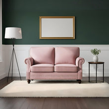 Load image into Gallery viewer, Loveseat Sofa With Nailhead Detail & Turned Legs, 2 Seater Upholstered Couch