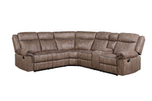 Load image into Gallery viewer, Dollum - Two Tone Nubuck Manual Recliner Sectional Sofa With USB Port Cupholder Console