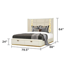 Load image into Gallery viewer, La Pierre - King Bed With Storage Drawers And LED Headboard - Beige