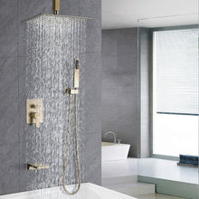 Load image into Gallery viewer, Contemporary Shower System With 12" Rainfall Head And Handheld Spray, Wall Mounted