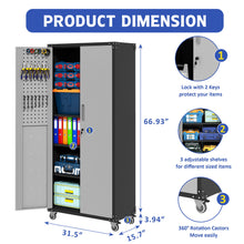 Load image into Gallery viewer, Metal Garage Storage Cabinet With Wheels Heavy Duty Tool Storage Cabinet - Brushed Nickel