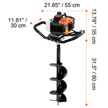 Load image into Gallery viewer, Vevor Gas Post Hole Digger 52Cc 1450W With 8 Drill Bits & Extension Rod Aluminium Alloy - Black