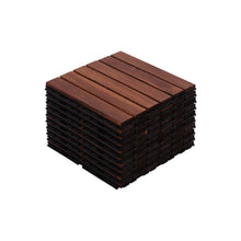 Load image into Gallery viewer, Interlocking Deck Tiles Striped Pattern, Square Acacia Hardwood Outdoor Flooring For Patio, Bancony, Pool Side