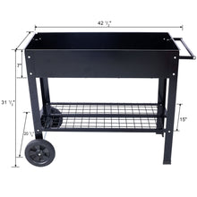 Load image into Gallery viewer, Elevated Mobile Raised Ergonomic Metal Planter Garden Bed With Wheels Powder Coated Steel - Black