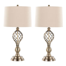 Load image into Gallery viewer, Linx - Twist Contemporary Table Lamp (Set of 2) - Antique Soft Brass / White