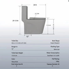 Load image into Gallery viewer, 1 Piece Toilet With Tornado Flush, Dual Flush, And ADA Height Comfort Chair