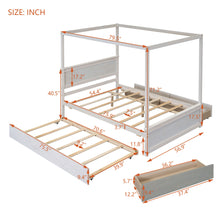 Load image into Gallery viewer, Canopy Platform Bed With Drawers, Support Slats, No Box Spring Needed