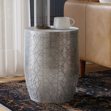 Load image into Gallery viewer, Johnsen - Geometric Pattern Accent Table - Antique Silver