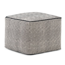Load image into Gallery viewer, Brynn - Square Pouf - Patterned Black / Natural