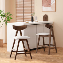 Load image into Gallery viewer, Mid Century Modern Counter Stool With V Shape Frame And Upholstered Seating