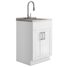 Load image into Gallery viewer, Shaker - Modern Wide, Laundry Cabinet With Faucet And Stainless Steel Sink