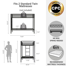 Load image into Gallery viewer, Adam - Twin Over Twin Bunk Bed - Black
