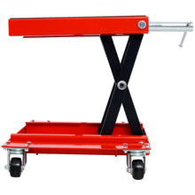 Load image into Gallery viewer, Heavy Duty Motorcycle Lift Jack With Dolly Tray And Wide Deck - Red