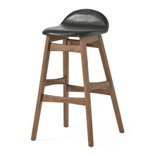 Load image into Gallery viewer, Contemporary Bar Stool With Stylish Seat And Small Backrest - Dark Brown