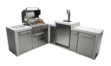Load image into Gallery viewer, MONT ALPI 4-BURNER DELUXE ISLAND WITH A 90-DEGREE CORNER AND KEGERATOR-MAi400-D90KEG