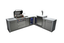 Load image into Gallery viewer, MONT ALPI 4-BURNER DELUXE ISLAND WITH A 90-DEGREE CORNER, KEGERATOR AND BEVERAGE CENTER-MAi400-D90KEGBEV