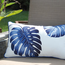 Load image into Gallery viewer, Rightside Design-Embroidered Blue Monstera Indoor/outdoor Pillow