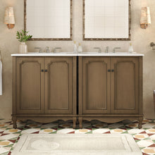 Load image into Gallery viewer, Vintage Double Sink Bathroom Vanity Set With Ceramic Sinks
