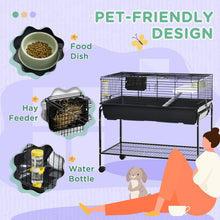 Load image into Gallery viewer, Pawhut - Two-Story Small Animal Cage Removable From Stand, Guinea Pig Cage, Hedgehog Cage, Chinchilla Cage, Ferret, With Shelf &amp; Wheels, Pet Habitat - Black
