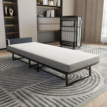 Load image into Gallery viewer, Modern Metal Folding Bed Frame With Foam Mattress, Easy Storage &amp; Mobility - Black
