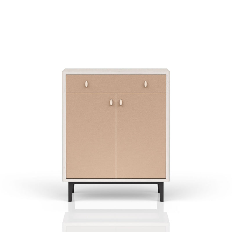 Bar Cabinet With Large Storage - White / Pecan