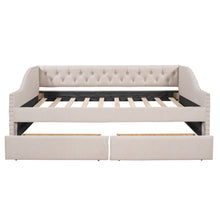 Load image into Gallery viewer, Upholstered Daybed With Two Drawers, Wood Slat Support
