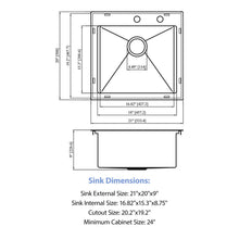 Load image into Gallery viewer, 21" Drop In Kitchen Sink With Pull Out Faucet And Sink Cover, 16 Gauge - Brushed Nickel
