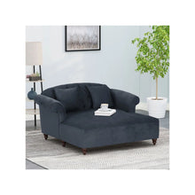 Load image into Gallery viewer, Upholstered Chaise Lounge &amp; Scroll Arms, Turned Legs And 2 Pillows - Charcoal
